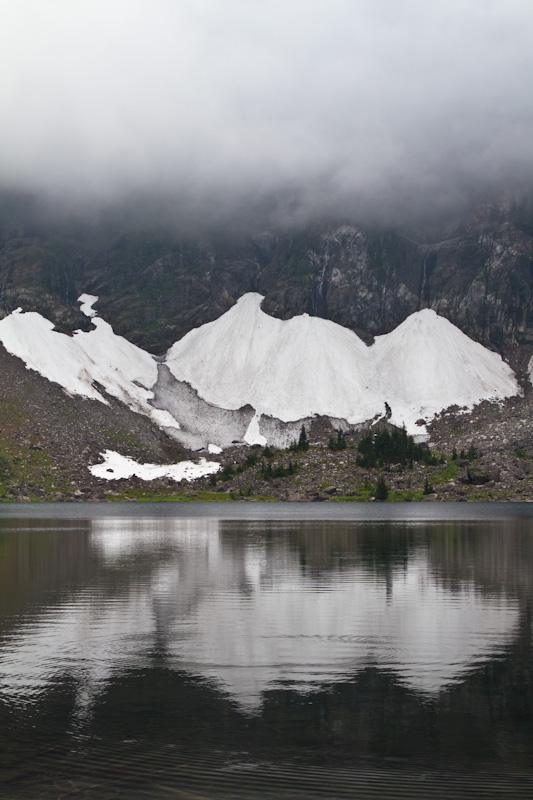 Snowfield Reflected In Lake Twenty-Two